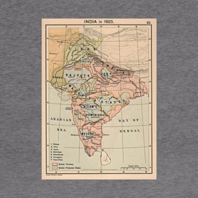 Vintage Map of India (1823) by Bravuramedia